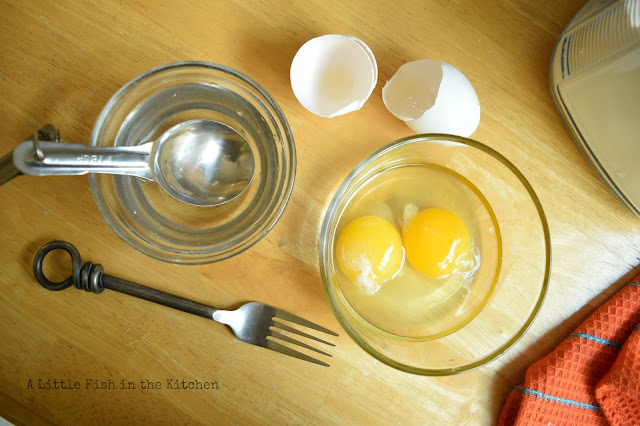 An egg wash made from a two large eggs and a measure of water helps the cornmeal coating adhere. 