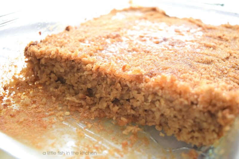 The interior crumb of the spiced baked oats looks flavorful and tender. 