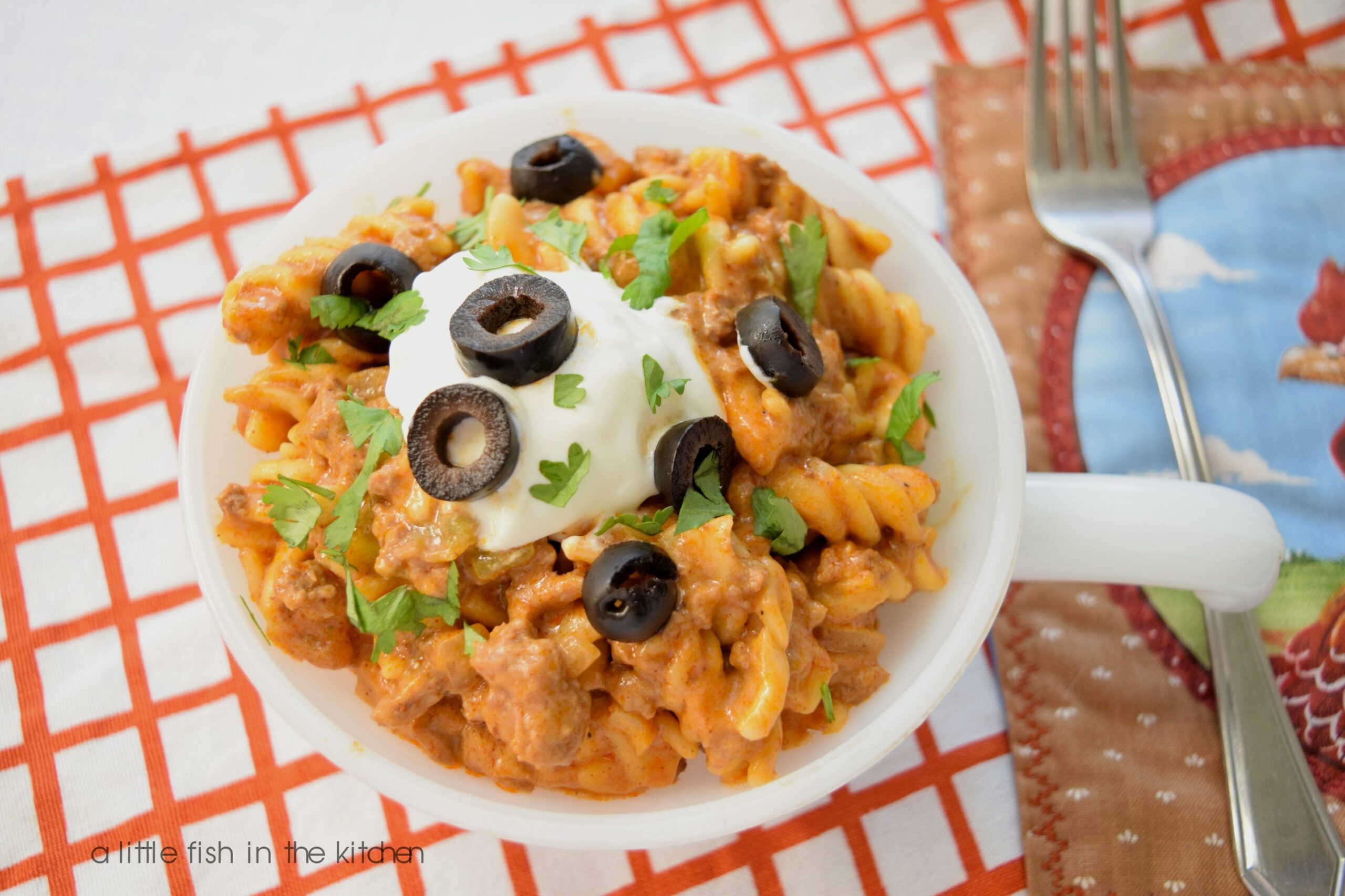 Beef Enchilada Pasta A Little Fish In The Kitchen