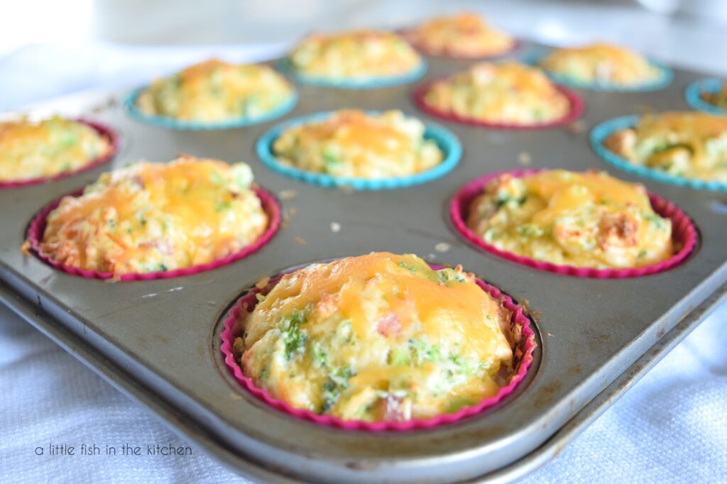 Muffin-Tin Omelets with Broccoli, Ham & Cheddar