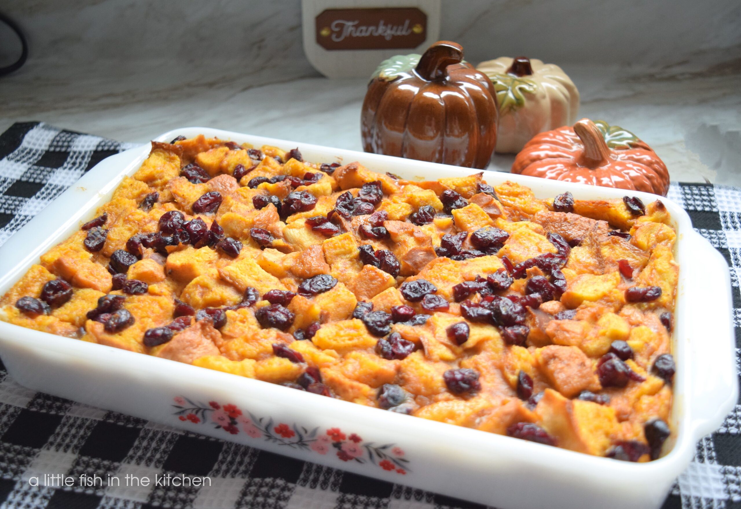 Pumpkin Cranberry Bread Pudding